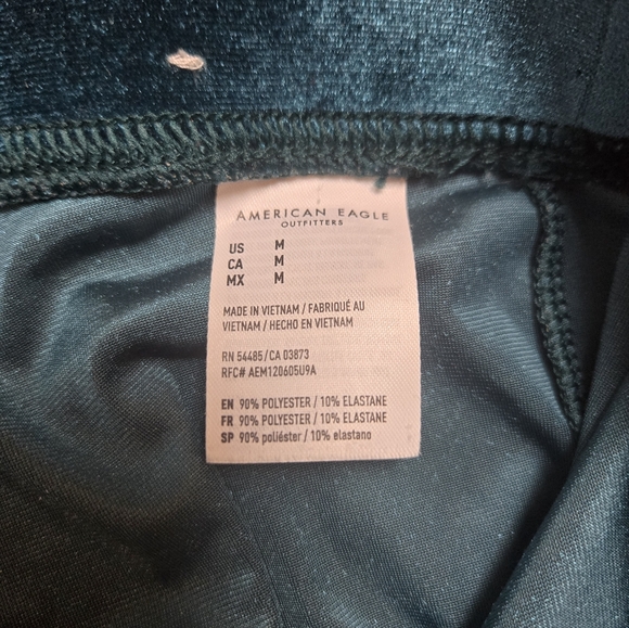 American Eagle Teal Blue Velvet Flare Pull On Pants Size Medium - Picture 4 of 7